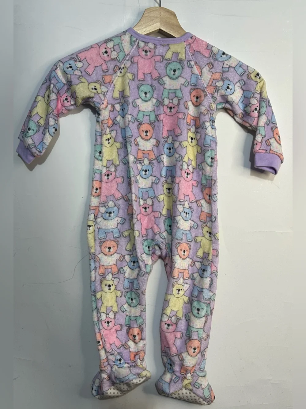 5 for $25🔥PJ Palace Multi-Color Teddy Bear Fleece Footie Jumpsuit Pajama 18-24M